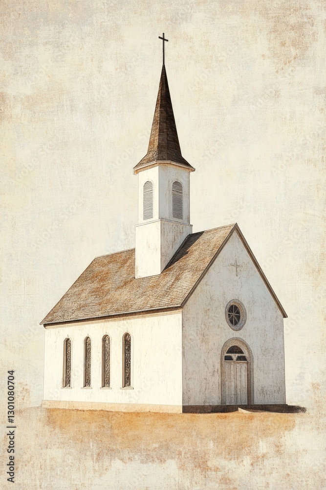 Fototapeta premium White Church with Steeple