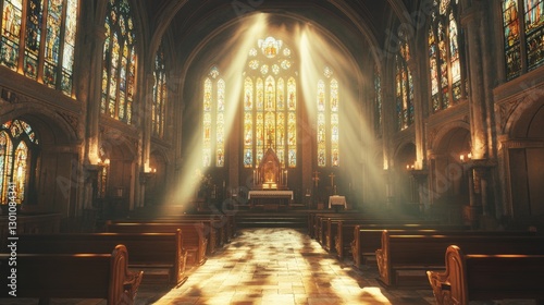 Church interior with natural light