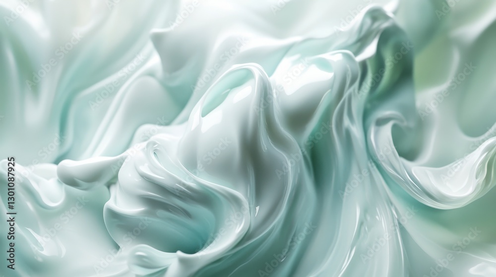 Fototapeta premium Swirling Pale Green Cream Texture Background
