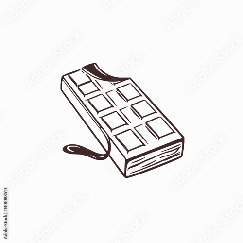outline vector of a chocolate bar with a bitten corner