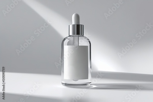 Cosmetic mockup featuring a mandelic acid bottle with a dropper, set against soft lighting. Perfect for beauty and skincare branding concepts.