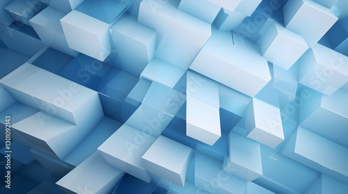 3d rendering of mind white and blue abstract geometric background. Scene for advertising, technology, showcase, banner, game, sport, cosmetic, business, metaverse. Sci-Fi Illustration. Product display