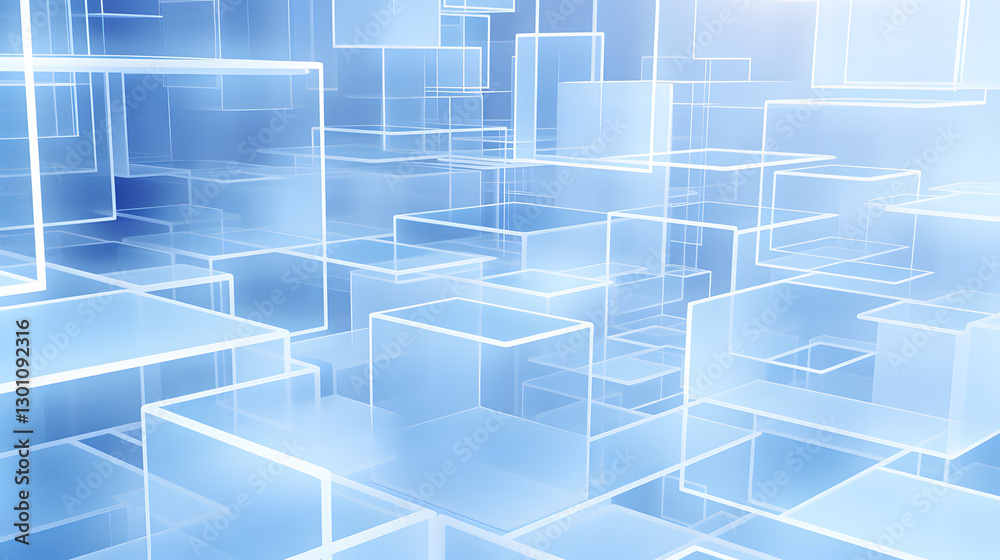3d rendering of mind white and blue abstract geometric background. Scene for advertising, technology, showcase, banner, game, sport, cosmetic, business, metaverse. Sci-Fi Illustration. Product display