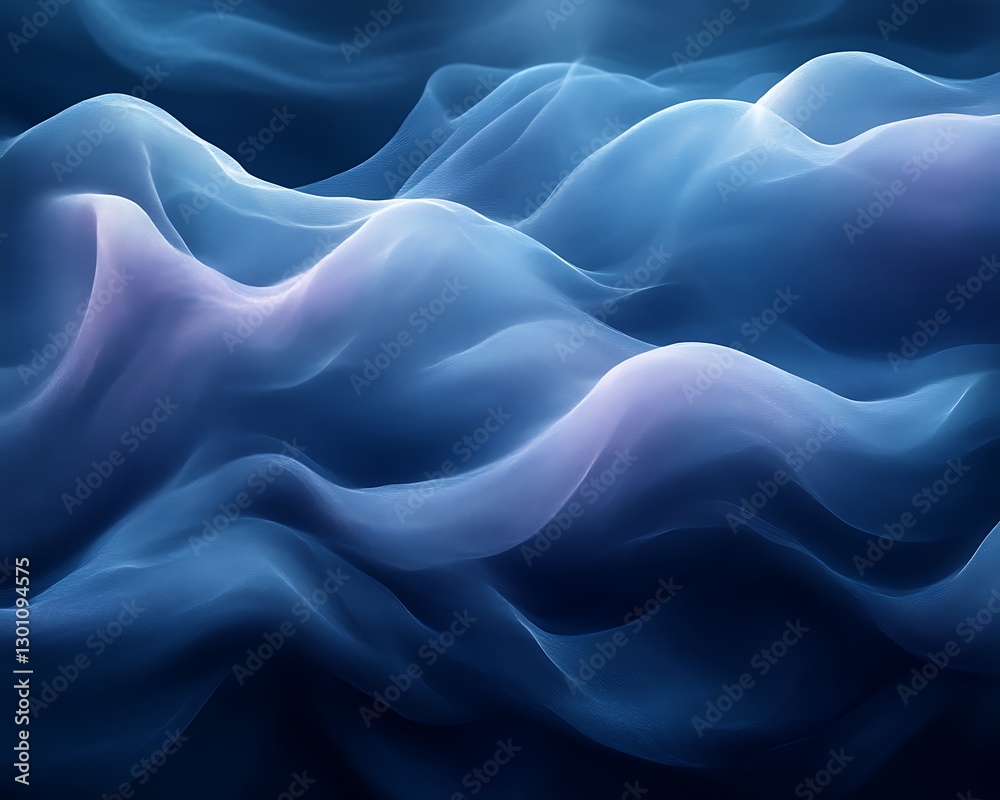 Abstract Blue Waves Flowing Dark Background