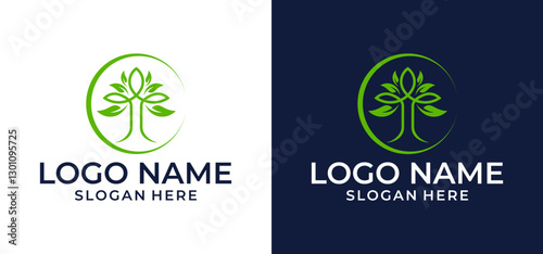 Elegant and abstract tree flower line logo icon vector design. Illustration of graceful striped vector signs.