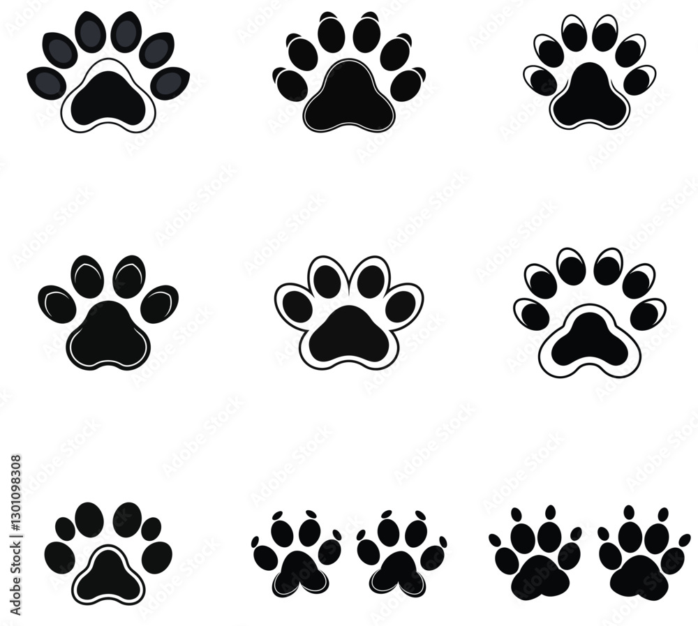 Fototapeta premium paw print icons