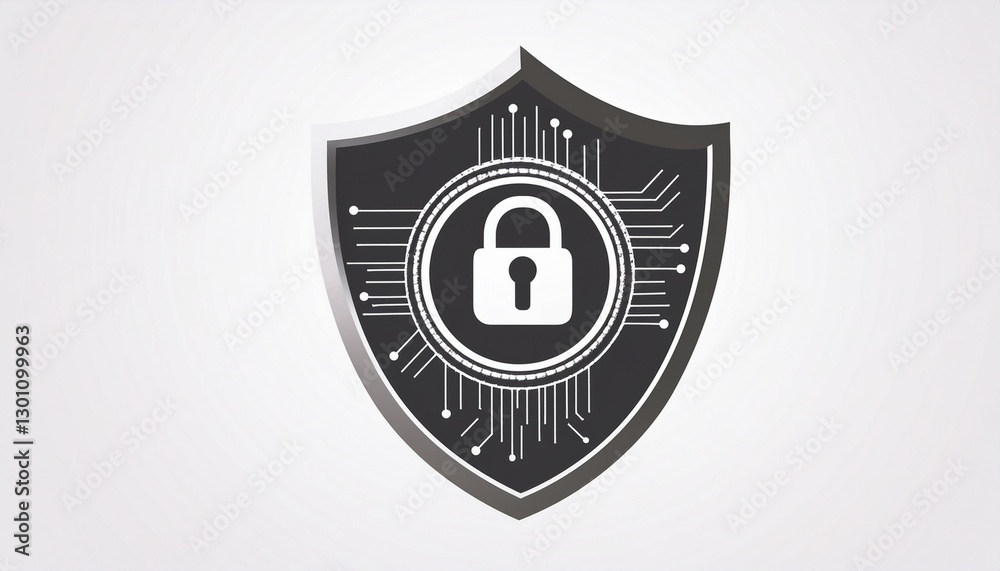 Obraz premium 강력한 보안 시스템을 상징하는 자물쇠와 방패 아이콘