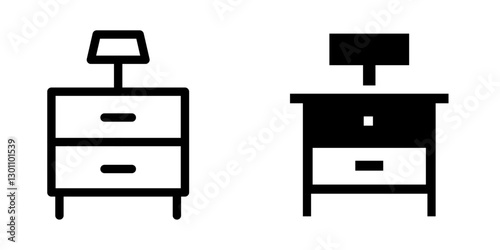Bedside Table Outline Coloring Page Line Art Drawing