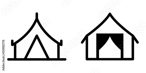 Tent Vector Icon Set – Camping, Outdoor & Adventure Gear