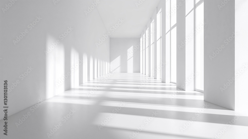 Fototapeta premium Minimalist white digital background with natural light and shadows 