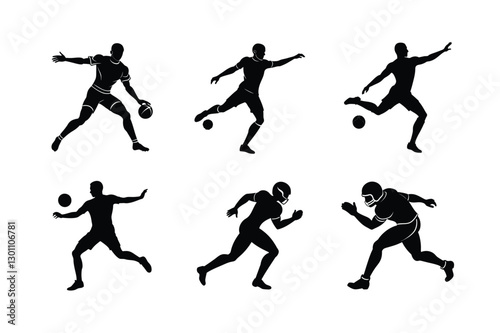 Wallpaper Mural Set of football player pose vector illustration. Torontodigital.ca