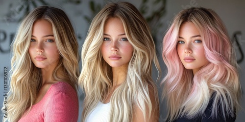 three women with different hairstyles and hair colors.