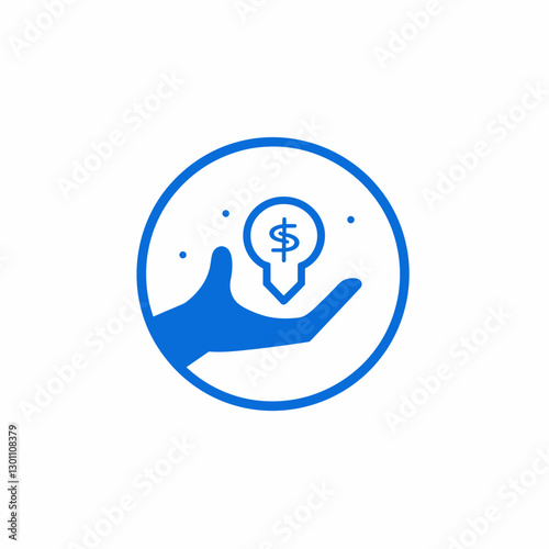 Hand holding dollar symbol icon in blue