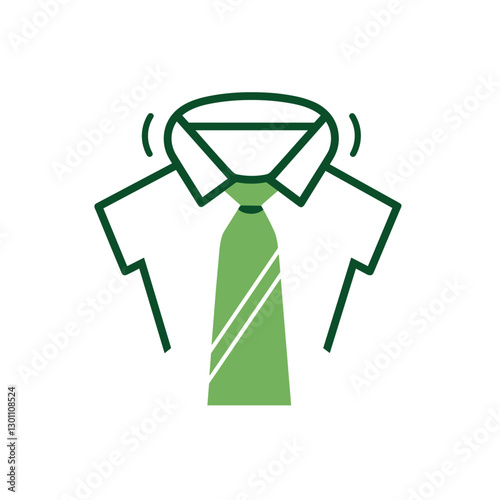 Business shirt and tie icon in green and dark green