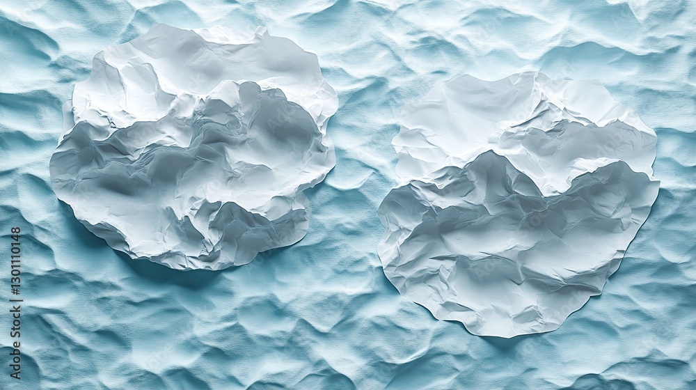 Obraz premium Two wrinkled posters are glued to a mint white painted wall, providing a fresh and modern mockup for creative presentations.