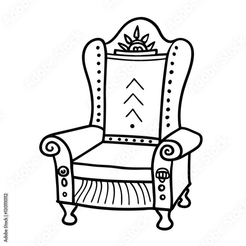 Vintage Armchair Line Art Elegant Classic Furniture Illustration for Interior Design