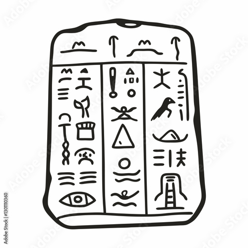 Ancient Egyptian Hieroglyphs on Stone Tablet Historical Symbol Illustration