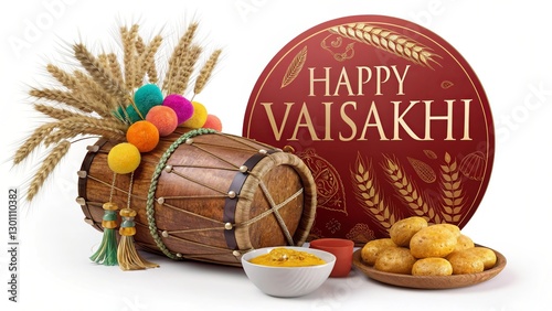 Colorful Vaisakhi artwork featuring Indian culture, harvest season, and joyous festivities.