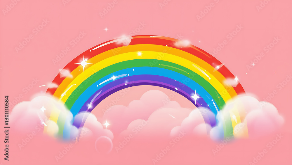 Obraz premium Rainbow in pastel pink sky