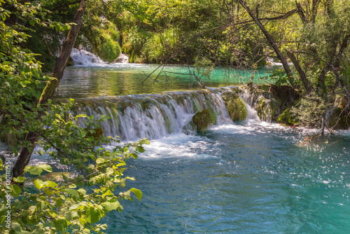 Very small waterfall with gentle watercourse