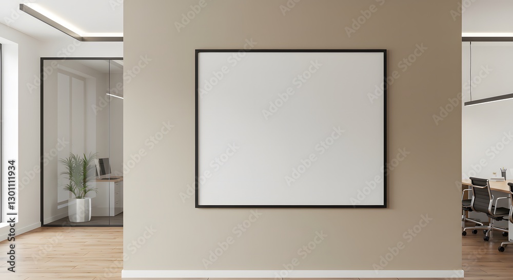 A corporate office wall with a blank poster frame. copyspace. textspace A corporate office wall with a blank poster frame. copyspace. textspace
