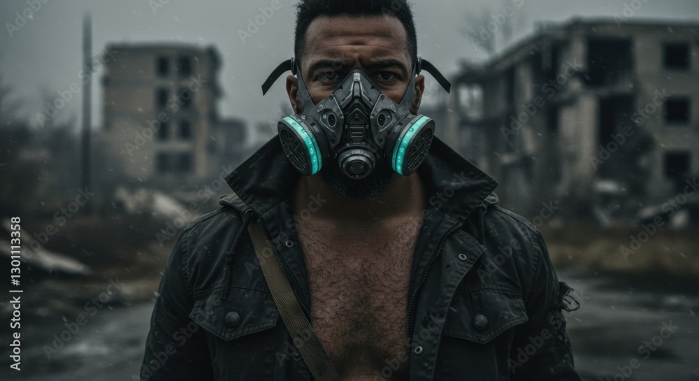 Post-Apocalyptic Survivor with Biomechanical Respirator Post-Apocalyptic Survivor with Biomechanical Respirator