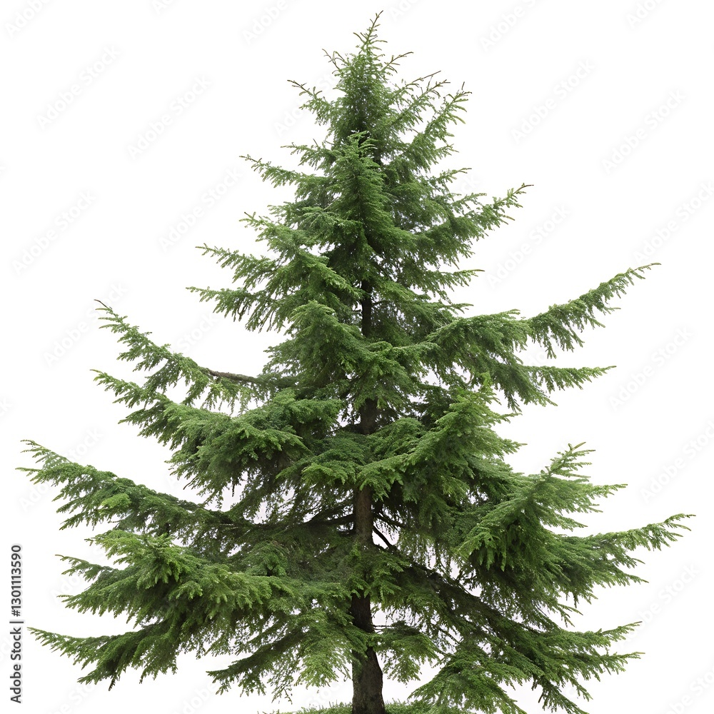 Obraz premium Majestic eastern hemlock with soft green needles and strong branches, isolated in a minimalistic white space, showcasing natural beauty