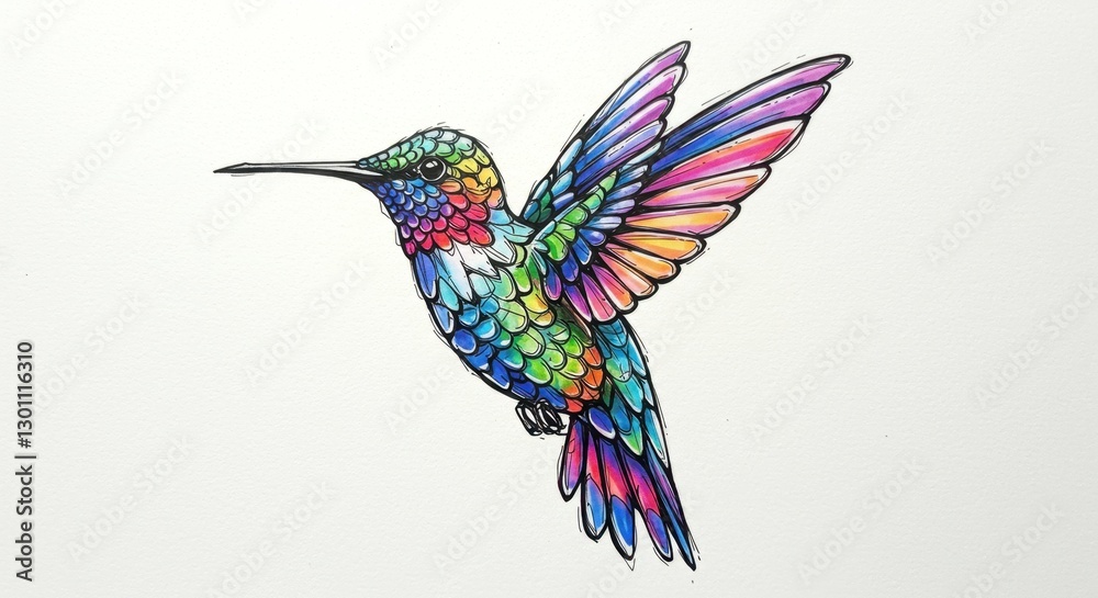 Fototapeta premium Surreal Hummingbird of Stained Glass