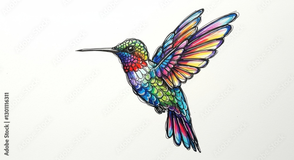 Fototapeta premium Surreal Hummingbird of Stained Glass