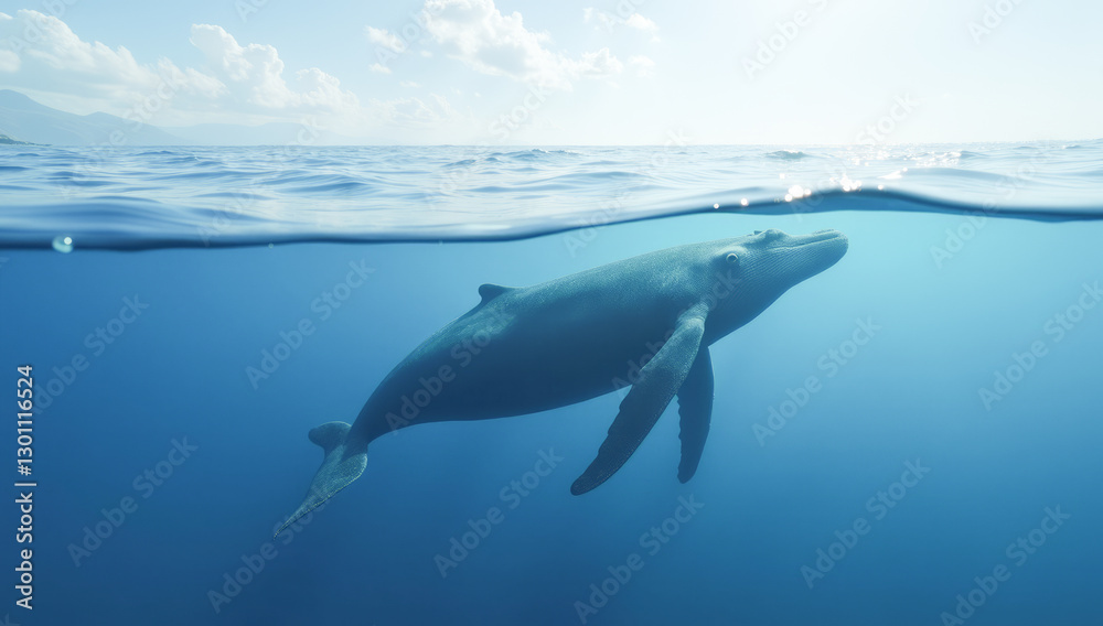 Fototapeta premium whale view underwater