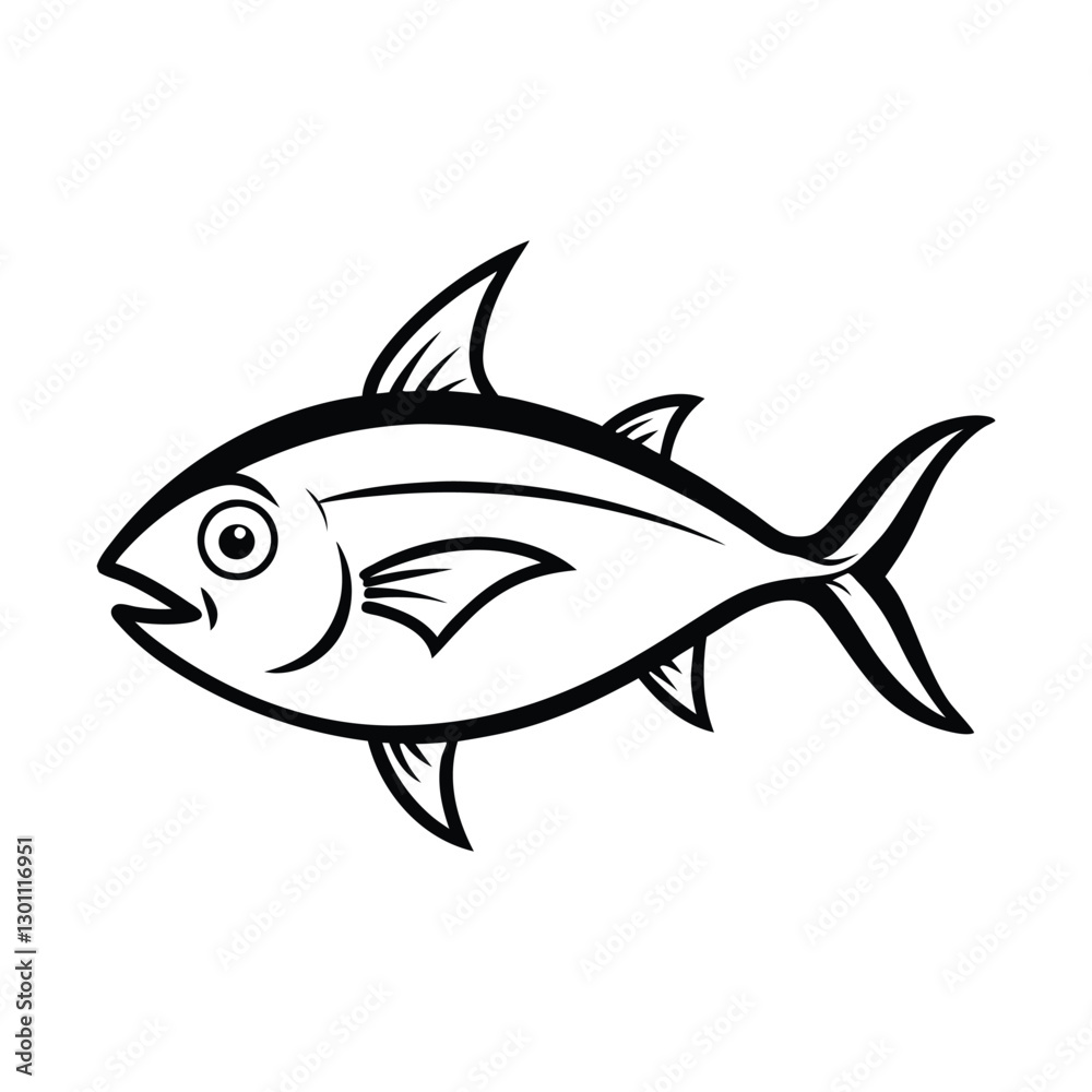 Obraz premium funny tuna fish line art
