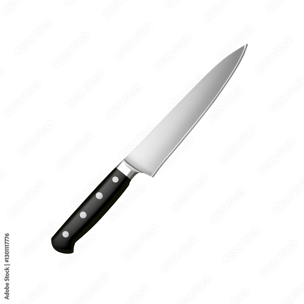 This chef's knife features a sharp stainless steel blade and a comfortable black handle, ideal for slicing, chopping, and dicing food This chef's knife features a sharp stainless steel blade and a comfortable black handle, ideal for slicing, chopping, and dicing food