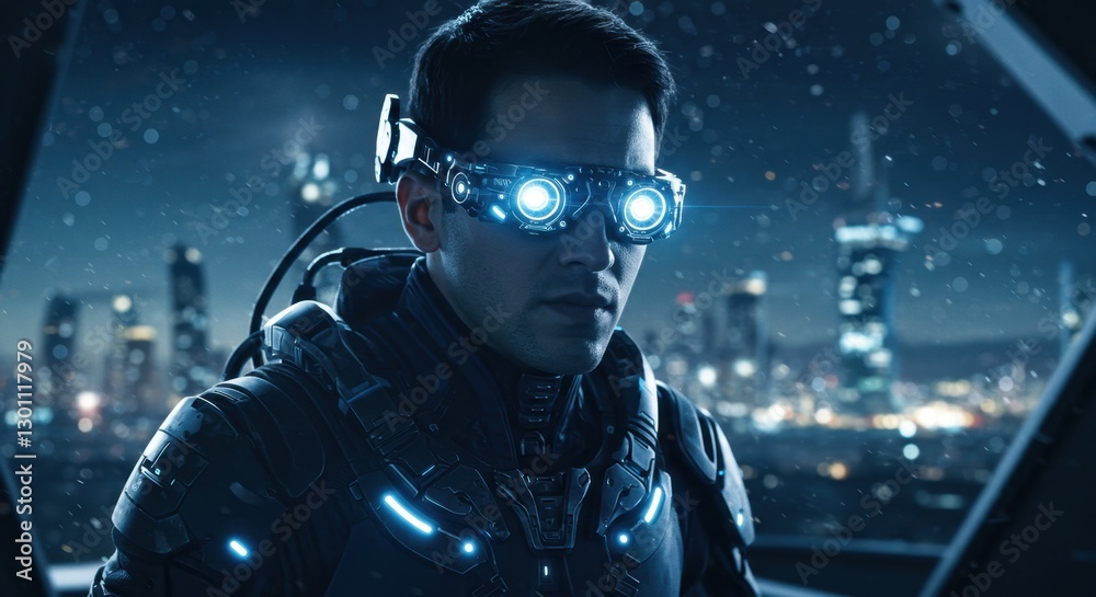 Futuristic Pilot with Cybernetic Implants Futuristic Pilot with Cybernetic Implants