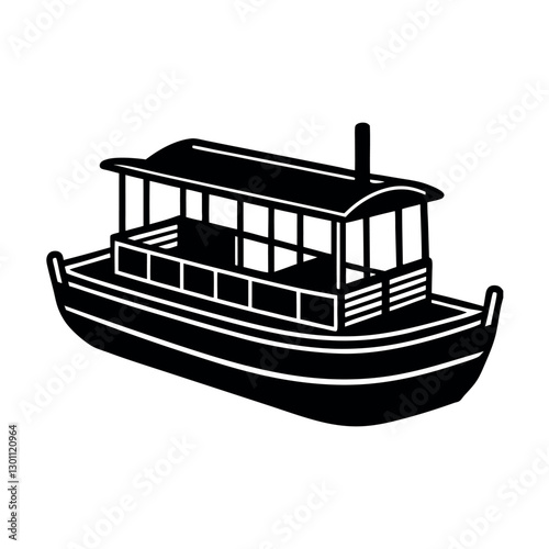 Clear Pontoon Black Silhouette Vector for High Quality Prints
