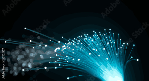Fiber optic glowing cables with radiant light effects and dynamic flow
