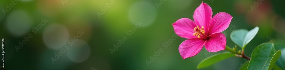 Single pink bougainvillea bloom on a green stem, florescent, garden, pink flowers Single pink bougainvillea bloom on a green stem, florescent, garden, pink flowers