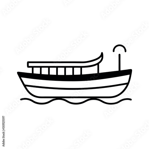 Pontoon Boat Line Drawing Vector for Prints
