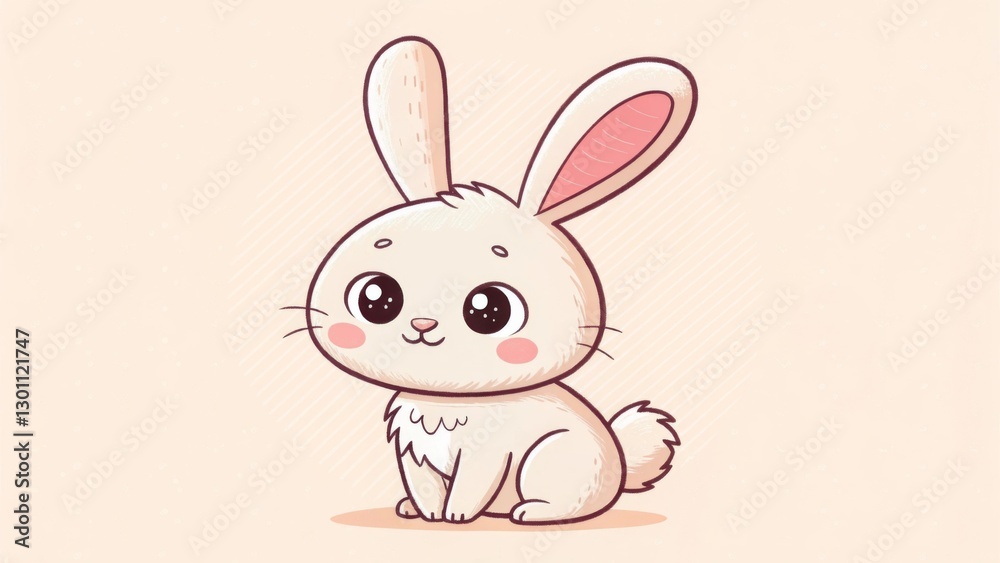 Fototapeta premium A simple and adorable bunny doodle drawn with soft, rounded lines, giving it a cute and playful appearance