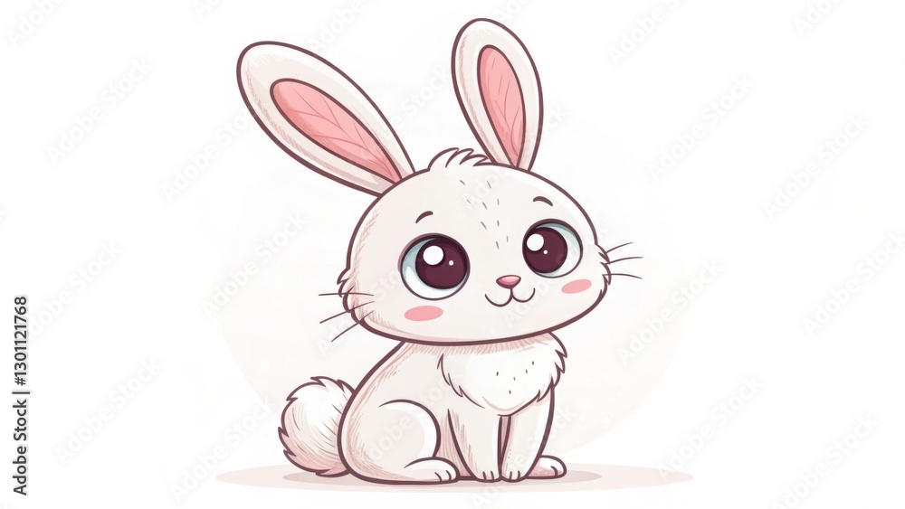 A simple and adorable bunny doodle drawn with soft, rounded lines, giving it a cute and playful appearance A simple and adorable bunny doodle drawn with soft, rounded lines, giving it a cute and playful appearance