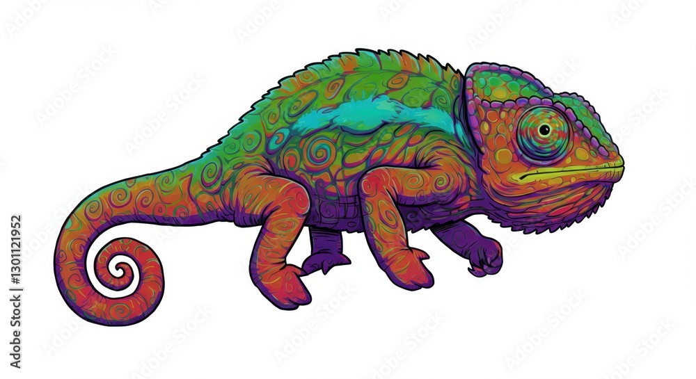 Obraz premium Surreal Chameleon with Swirling Patterns