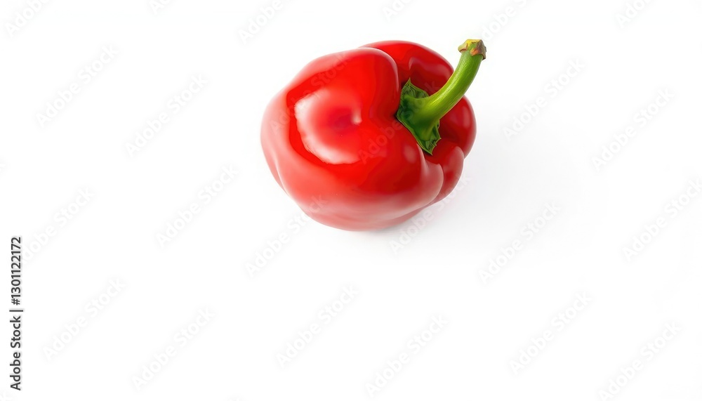 Single vibrant red bell pepper, glossy skin, isolated on pure white, ingredient, photography Single vibrant red bell pepper, glossy skin, isolated on pure white, ingredient, photography
