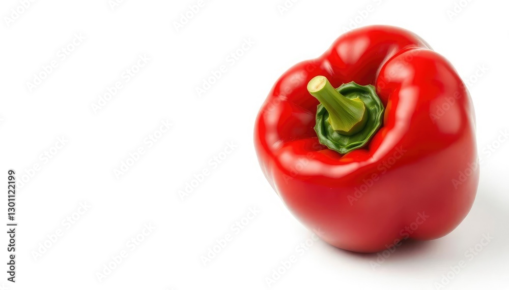 Single vibrant red bell pepper isolated on pure white background, background, color Single vibrant red bell pepper isolated on pure white background, background, color