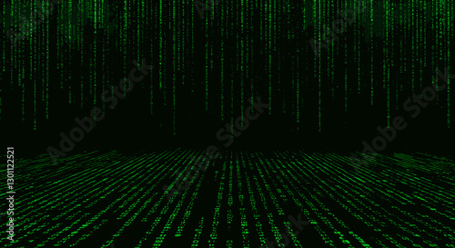Matrix-style green code background with flowing digital rain effect
