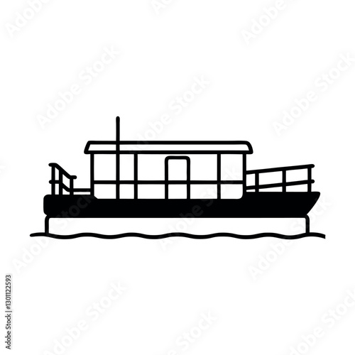 Pontoon Black Vector Silhouette Perfect for Graphic Projects
