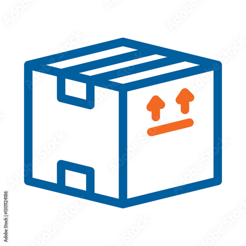 A digital vector icon of a shipping package with handling instructions representing logistics delivery or freight.