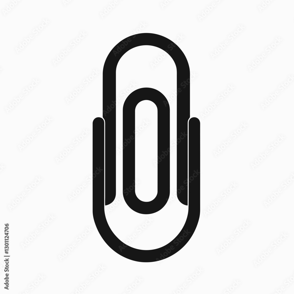 very simple flat and single minimalist Paper Clip Silhouette in black on a white background very simple flat and single minimalist Paper Clip Silhouette in black on a white background