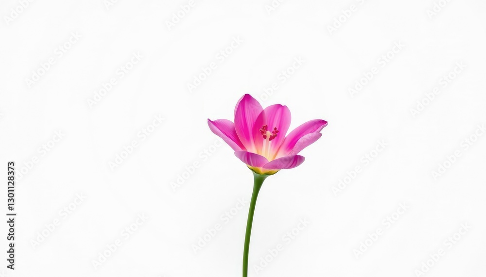 Fototapeta premium A single vibrant bloom, petals unfurled, set against a pure white backdrop, isolated, delicate