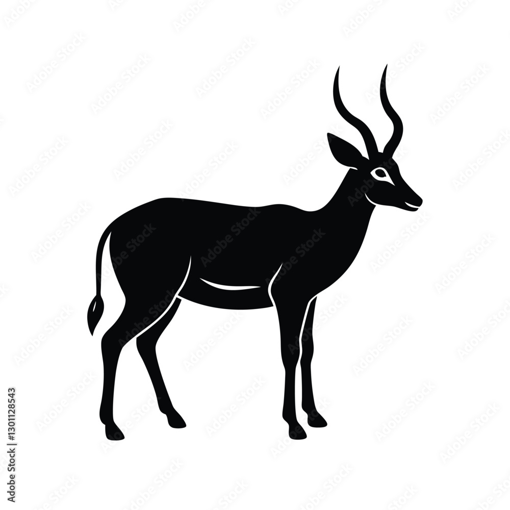 Obraz premium Antelope Silhouette Vector Art | Minimalist Black Antelope Illustration Design