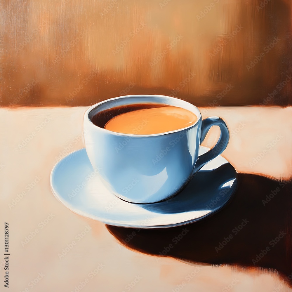 Obraz premium cup of coffee day on wooden table