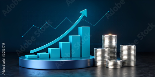 blue business graph showing growth